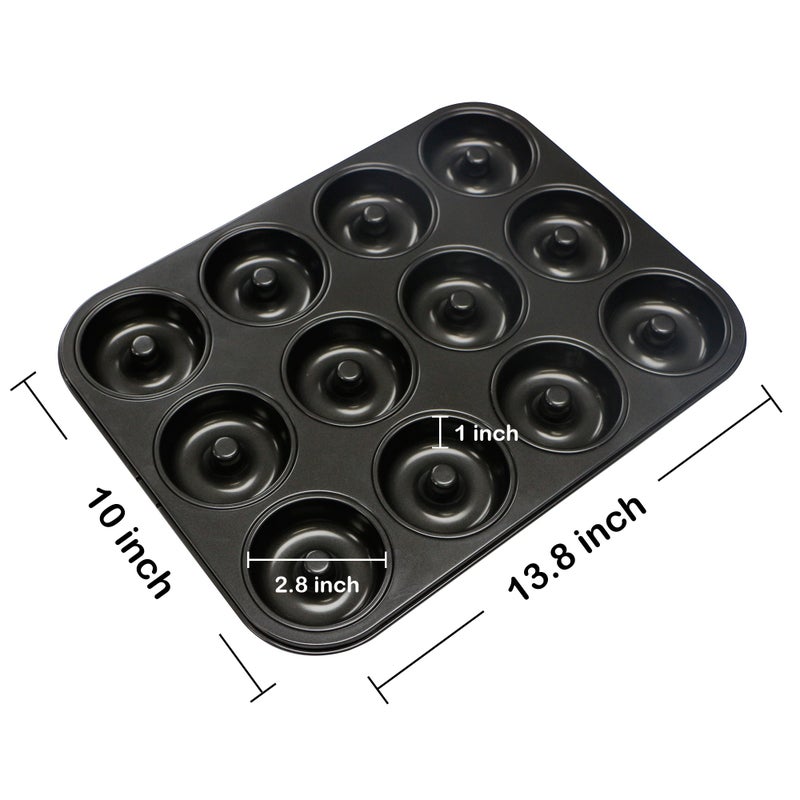 Webake Donut Pan Non-stick Mini Donut Tray Heavy Gauge 2.8 Inch Doughnut Pans for Baking 12-Cavity - Image 2